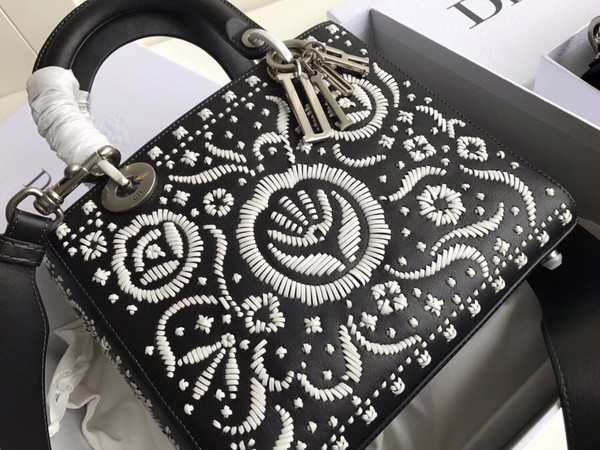 Christian Dior MINI LADY DIOR EMBROIDERED BAG Black