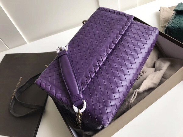 Bottega Beneta SMALL OLIMPIA BAG IN INTRECCIATO NAPPA Purple