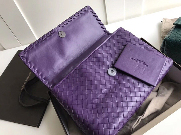 Bottega Beneta SMALL OLIMPIA BAG IN INTRECCIATO NAPPA Purple