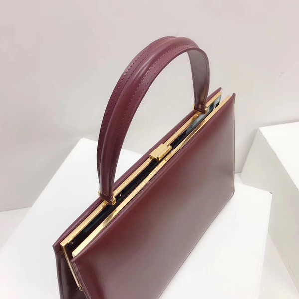 Celine MEDIUM CLASP BAG IN BORDEAUX BOX CALFSKIN WITH PATINA