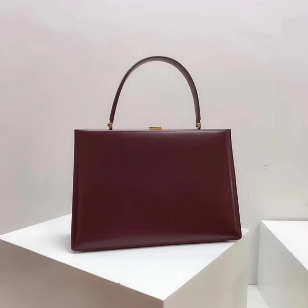 Celine MEDIUM CLASP BAG IN BORDEAUX BOX CALFSKIN WITH PATINA