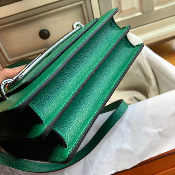Hermes U4 Vert Evercolor Calfskin Mini Roulis Bag Palladium Hardware