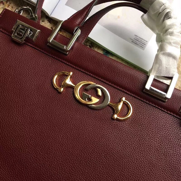 Gucci Zumi grainy leather medium top handle bag Burgundy