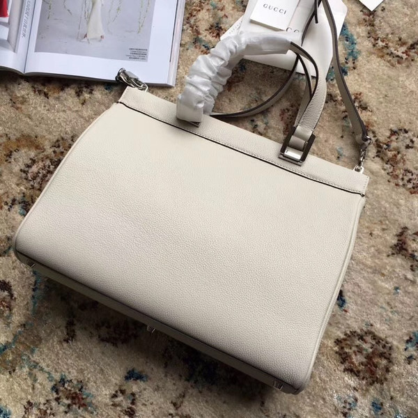 Gucci Zumi grainy leather medium top handle bag White