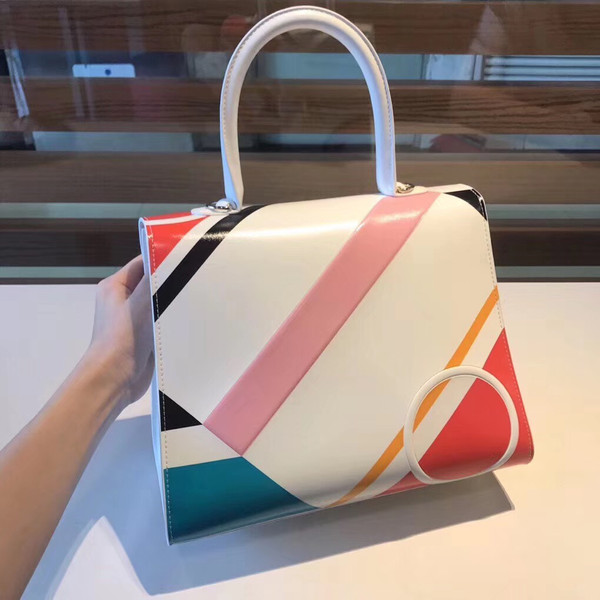 Delvaux Brillant MM Leather Satchel with  geometric pattern