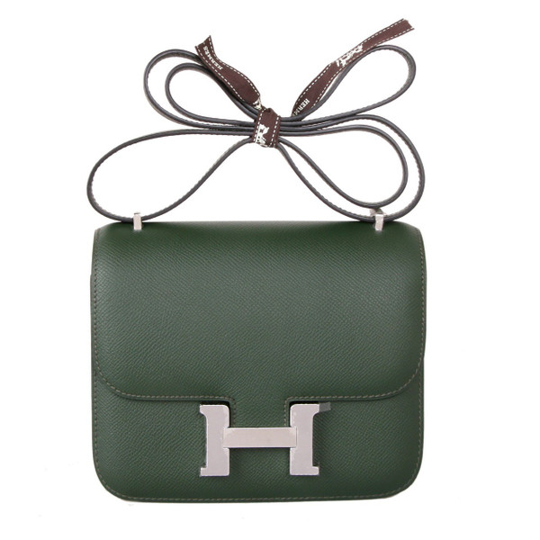 Hermes  Vert Anglais 2Q Constance 18 Epsom bag with Palladium Hardwares