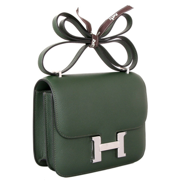 Hermes  Vert Anglais 2Q Constance 18 Epsom bag with Palladium Hardwares