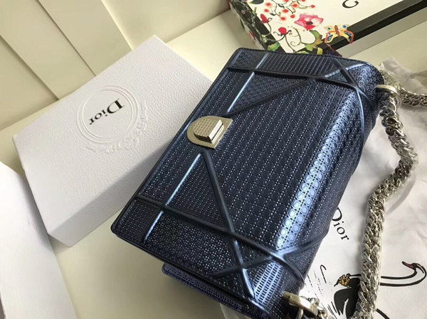 Christian Dior DIORAMA CALFSKIN BAG Dark Blue