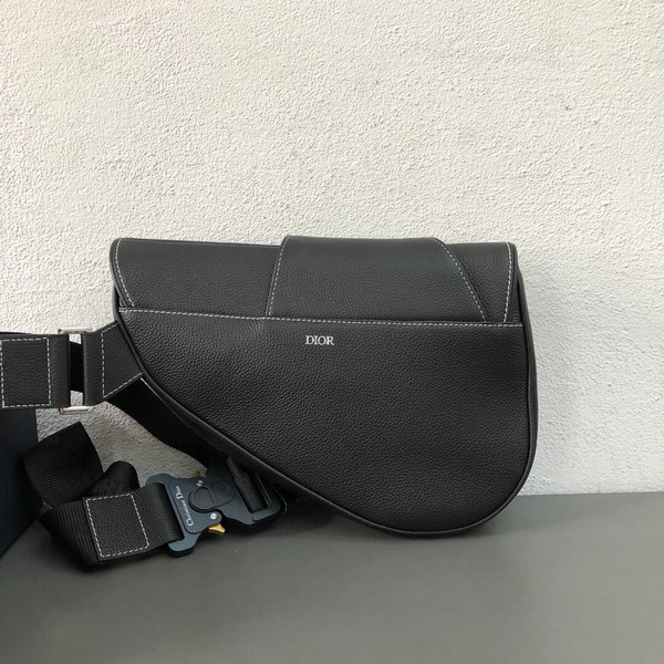 Christian Dior BLACK CALFSKIN DIOR X KAWS SADDLE BAG
