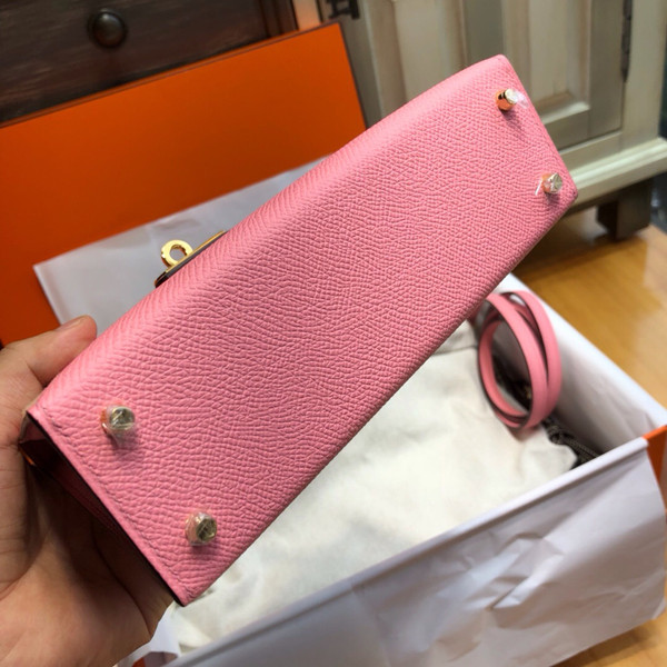 Hermes  P1 Sakura Pink Mini Kelly II 20 Epsom  Gold Hardware