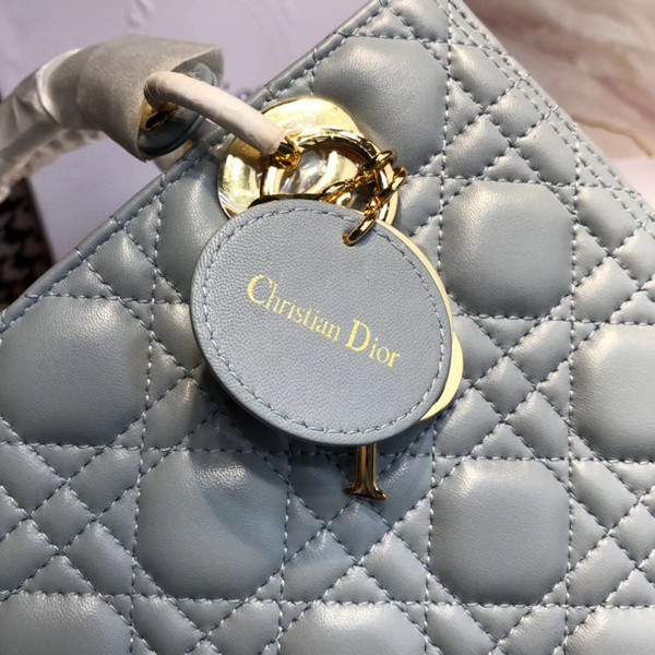 Christian Dior LADY DIOR LAMBSKIN TOTE BAG Light Blue