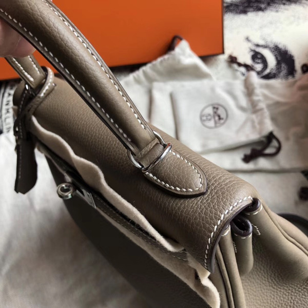 Hermes ETOUPE  Kelly 25 cm Togo Palladium  Hardware