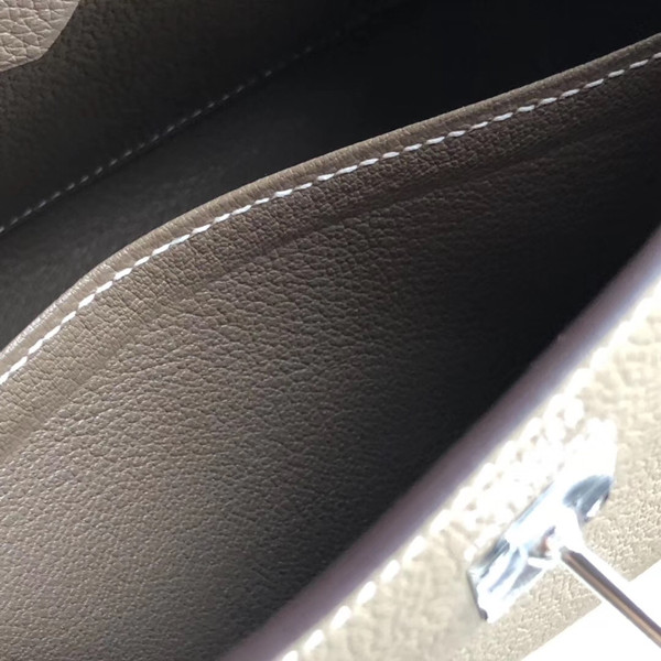 Hermes ETOUPE  Kelly 25 cm Togo Palladium  Hardware
