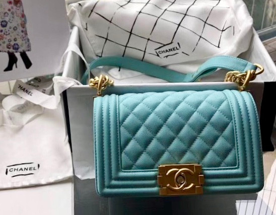 Chanel Small BOY CHANEL Handbag Baby Blue