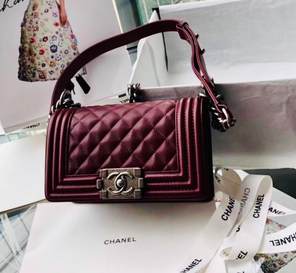 Chanel Small BOY CHANEL Handbag Bordeaux
