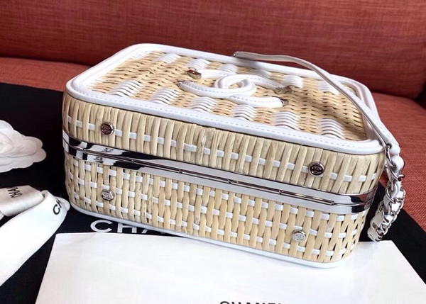 Chanel  Rattan Vanity Case White