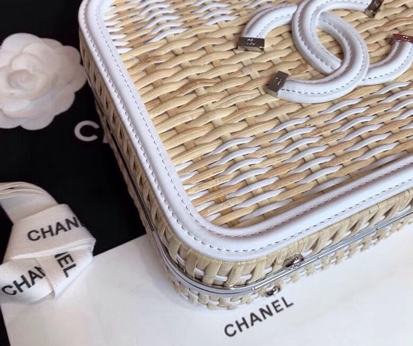 Chanel  Rattan Vanity Case White