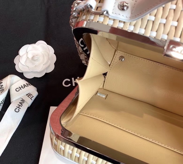 Chanel  Rattan Vanity Case White