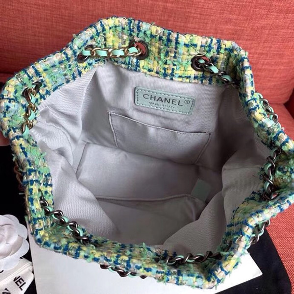 CHANEL'S GABRIELLE Green Tweed Small Backpack
