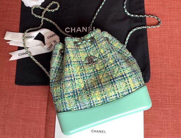 CHANEL'S GABRIELLE Green Tweed Small Backpack
