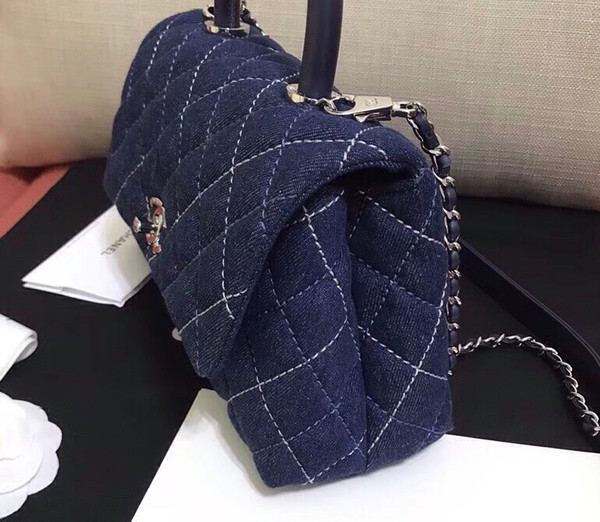 Chanel Small Denim Flap Bag With Top Handle