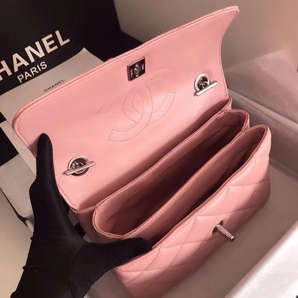Chanel  Small Trendy CC Top Handle Bag Quilted Lambskin Pink