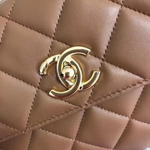 Chanel  Small Trendy CC Top Handle Bag Quilted Lambskin Camel
