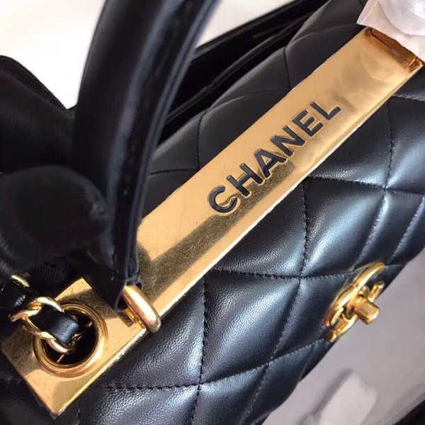 Chanel  Small Trendy CC Top Handle Bag Quilted Lambskin Black