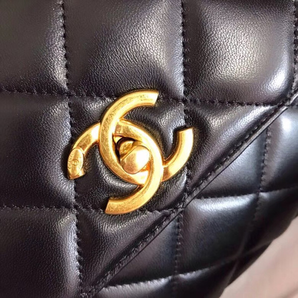 Chanel  Small Trendy CC Top Handle Bag Quilted Lambskin Black