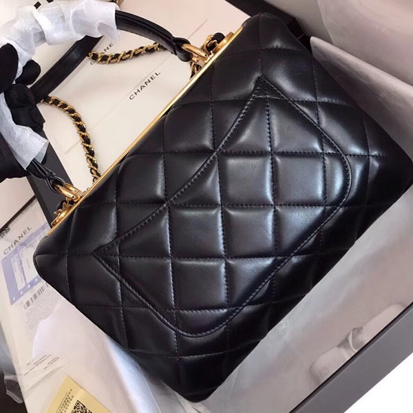 Chanel  Small Trendy CC Top Handle Bag Quilted Lambskin Black