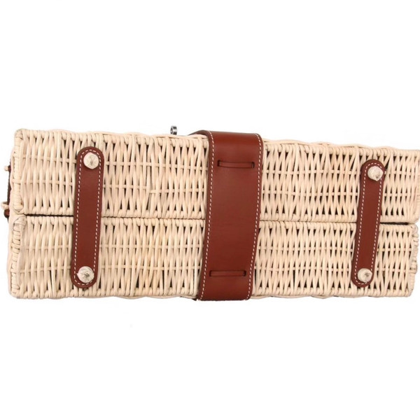 Hermes Limited Edition Brown Picnic Kelly 35 Wicker Palladium Hardware