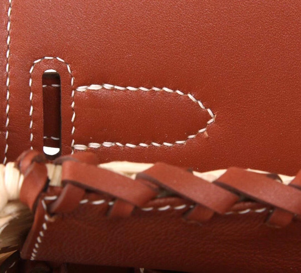 Hermes Limited Edition Brown Picnic Kelly 35 Wicker Palladium Hardware