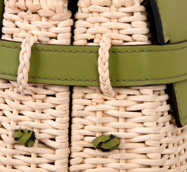 Hermes Limited Edition CK61 Green Picnic Kelly 35 Wicker Palladium Hardware