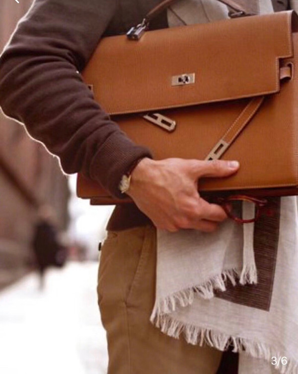 Hermes Kelly Depeche 38 Briefcase in CK37 Gold with Palladium Hardware