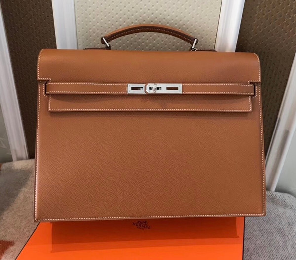 Hermes Kelly Depeche 38 Briefcase in CK37 Gold with Palladium Hardware