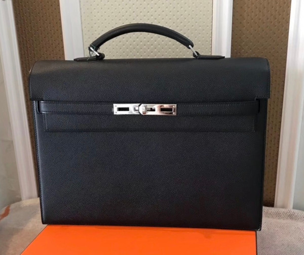 Hermes Kelly Depeche 38 Briefcase in Black with Palladium Hardware