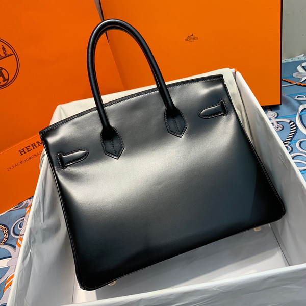 Hermes Black Sellier Birkin 30 Box Calf GHW