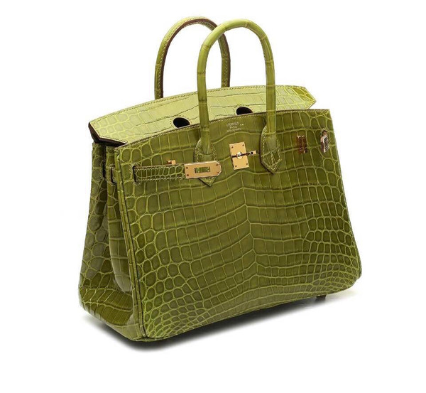 Hermes K6 Granny/GreenBirkin 30 in Porosus  Crocodile with Gold hardware