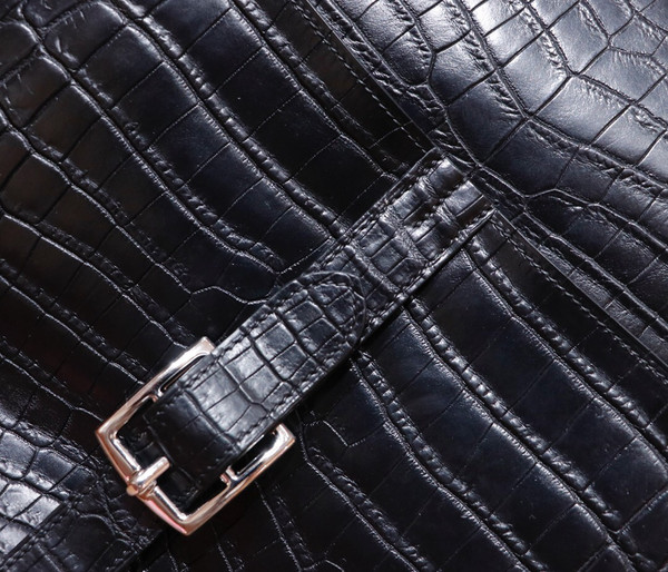 Hermes Halzan 31 cm in Black Niloticus crocodile leather