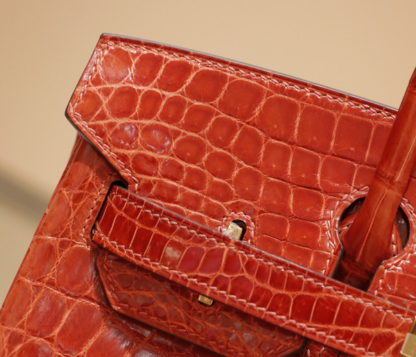 Hermes CK31 Honey Brown Birkin 30 in Porosus  Crocodile with Gold hardware