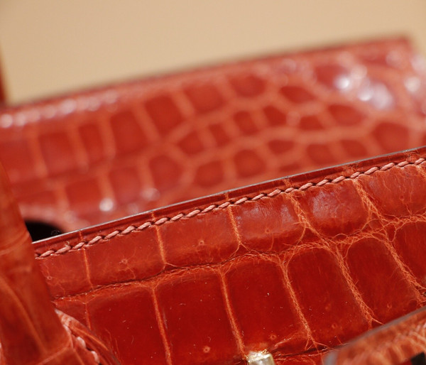 Hermes CK31 Honey Brown Birkin 30 in Porosus  Crocodile with Gold hardware