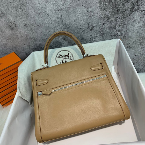 Hermes Special Order Kelly Lakis 32 Abricot with Palladium Hardware