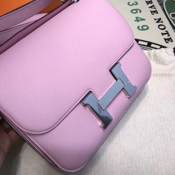 Hermes X9 Mauve Sylvestre  Constance 24 Epsom bag with Palladium Hardwares