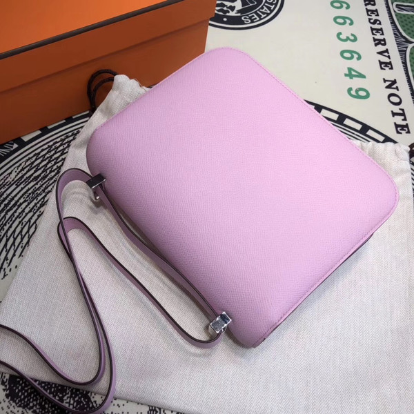 Hermes X9 Mauve Sylvestre  Constance 24 Epsom bag with Palladium Hardwares