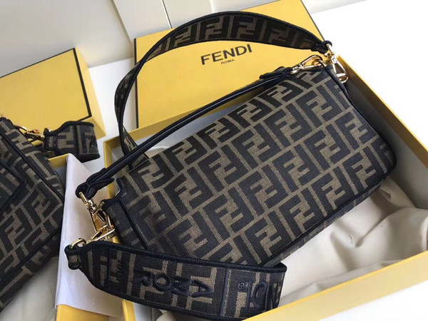 FENDI BAGUETTE LARGE Brown fabric bag