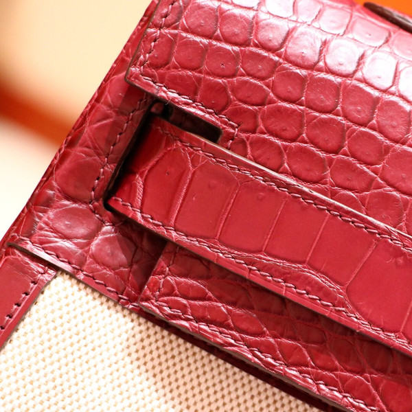 Hermes Special Order Matte Niloticus Crocodile  Kelly Toile Bag 40 CM