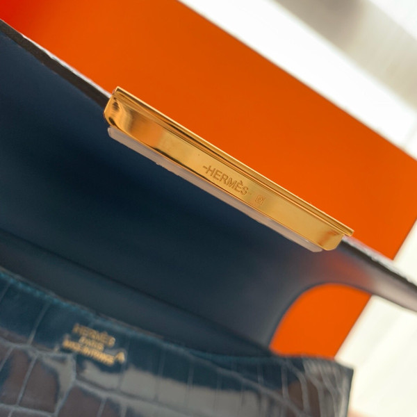 Hermes  1P Blue Colvert Constance 23 Porosus Crocodile
