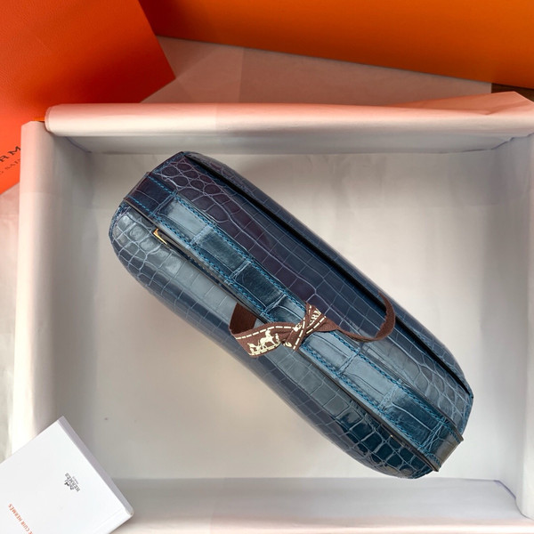 Hermes  1P Blue Colvert Constance 23 Porosus Crocodile