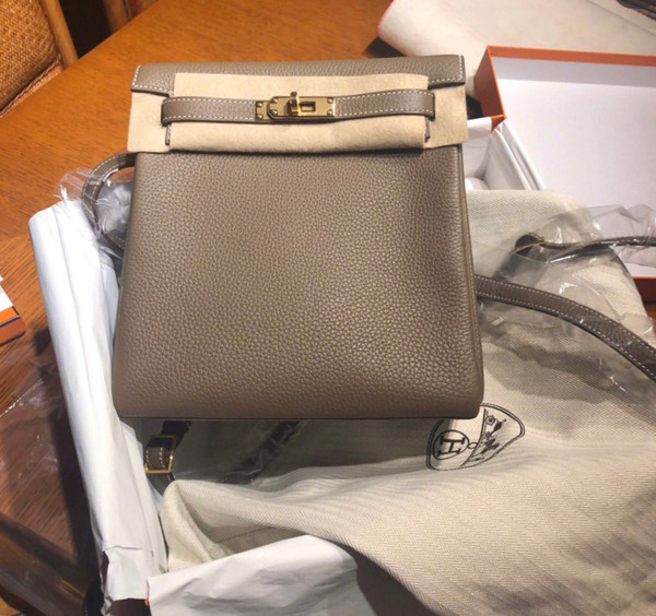 Hermes Kelly Ado backpack Etoupe