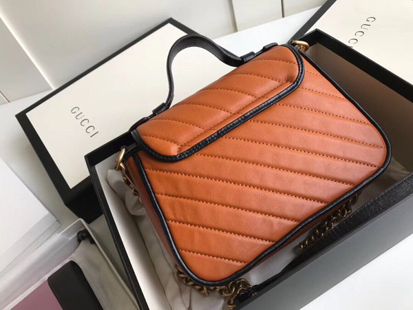 Gucci GG Marmont small top handle bag Cognac Leather